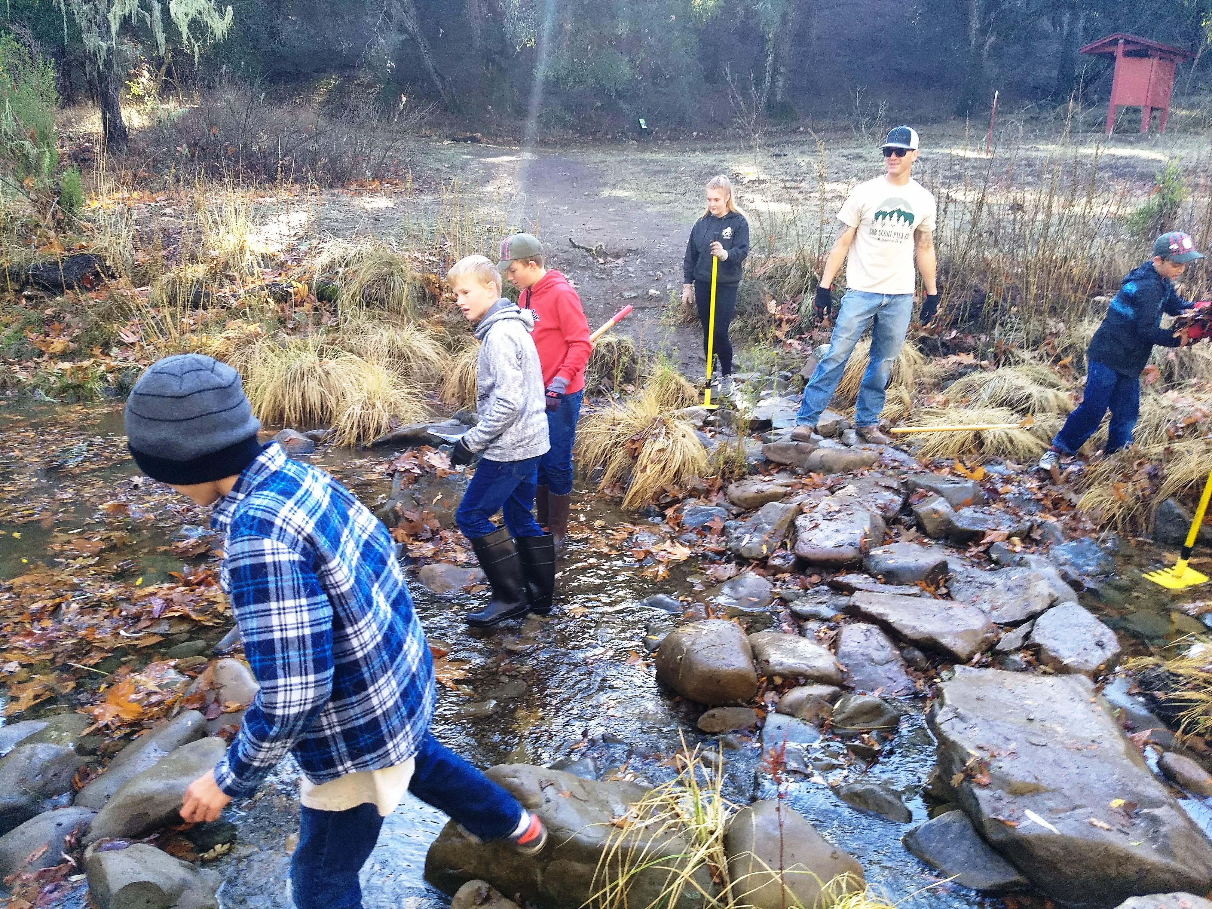 Cleaning the creek crossing after the first big rain!